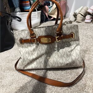 Michael Kors Cream and Brown Satchel